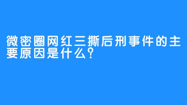 微密圈网红三撕后刑事件的主要原因是什么？